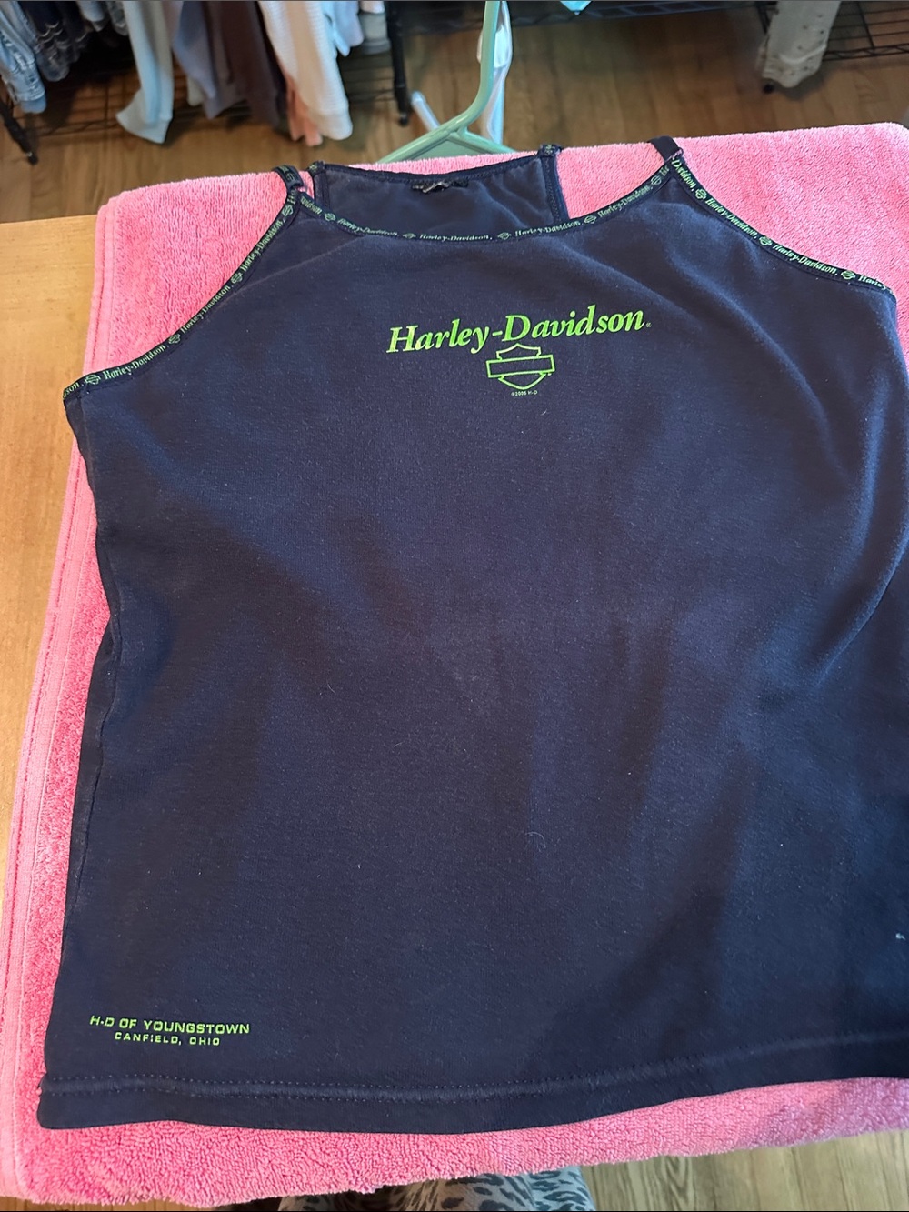 Harley-Davidson Black Tank Top with Neon Green Logo